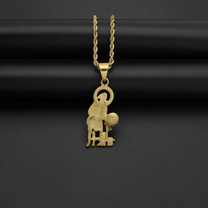 Moda unica in acciaio inox pecore modello di lusso gioielli St Lazaraus <span class=keywords><strong>San</strong></span> zircone Hiphop belle collane per donna uomo - Product Image 2