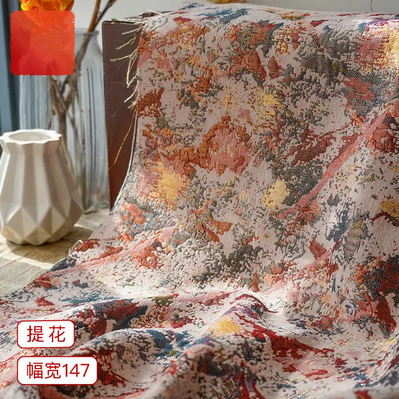 โปรโมชั่นดอกไม้ผ้าฝ้ายโพลีเอสเตอร์วัสดุผ้า Jacquard