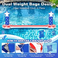 Ensemble de jeux et jouets de piscine pour le 4 juillet, filet de volley-ball gonflable 2 en 1 et panier de basket-ball, jouet de volley-ball flottant sur l'eau pour fête d'été