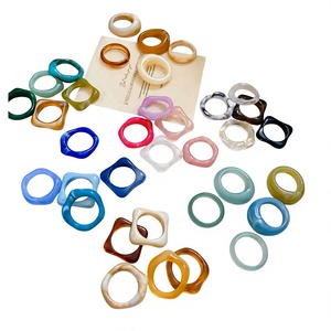 Fancy Colorful Geometric Resin Rings Unique Quality Wide Band Statement Rings Modern Acrylic Cocktail Ring Jewelry for Women - Product Image 3