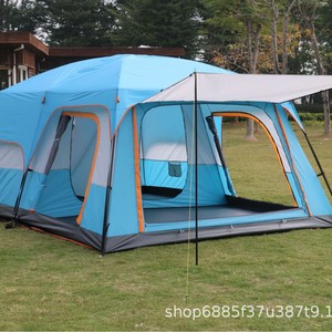 Outdoor Four-Season Double Layer <b>Tent</b> with Two Bedrooms & One Living Room 6-8 People Sun Protection Rainproof <b>Large</b> Camping <b>Tent</b> - Product Image 5
