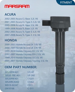 Ensemble de <span class=keywords><strong>6</strong></span> bobines d'allumage Marsram pour 2001-2008 pour CL/RL/TL et pour Accord/Odyssey (30L/32L/35L) OE UF242/C1221/30520P8EA01 - Product Image 2
