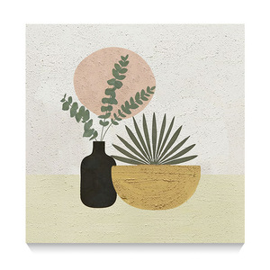 Modern Minimalist <b>Canvas</b> Art Print Square <b>Abstract</b> Plant Design For Living Room Or Bedroom Decor - Product Image 5