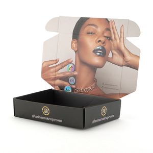 Boîte d'emballage en papier ondulé noir, 25 pièces, découpe personnalisée, avec cœur, produits cadeau, littéraire, cheveux mat, boîte d'abonnements, livraison - Product Image 5