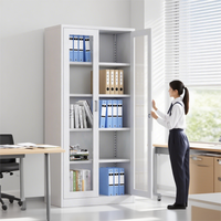 Armoire de classement de bureau à 5 niveaux en acier avec porte en verre, armoire de rangement en acier, armoire de classement en fer avec étagères réglables