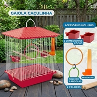 Cage à oiseaux carrée légère et simple avec toit en pignon, poignée portable, balançoire, abreuvoir, mangeoire et plateau en plastique pour petits animaux
