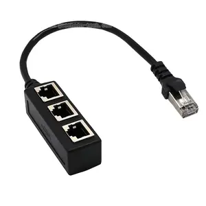 1X3 Port Male Ke Female Soket Cat5e Cat6 Cat6A Jaringan Kabel Splitter