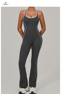 M343 Jumpsuit Yoga wanita, celana Flared elastis tinggi desain Backless, Bodysuit Yoga cepat kering - Product Image 6