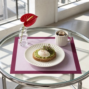 Serviettes et sets de table carrés en lin, double épaisseur, bordure enveloppée en coton/lin/ toile, pour mariages et dîners. - Product Image 4