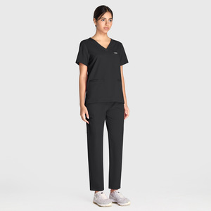 Uniforme de Trabajo para Enfermera y Doctora, Conjunto de Dos Piezas, Manga Corta Tejida, Elástica, de Secado Rápido, <span class=keywords><strong>Pantalones</strong></span> Largos de Pierna Recta, Traje Médico 42192 - Product Image 3