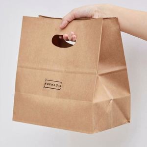 Bolsas de Papel Kraft Reciclables para Llevar, con Asas Troqueladas, Impresión Offset, Opciones de Logotipo Personalizado, Embalaje Seguro para Alimentos para Compras Minoristas - Product Image 2
