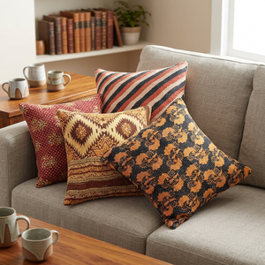 Housses d'oreiller vintage pour le travail, kantha saari - Product Image 3