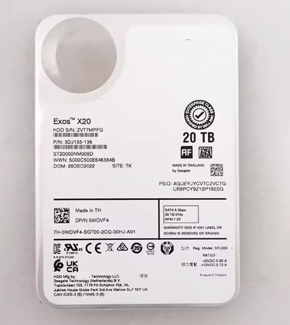 Used and Original Clean Condition ST20000NM008D 0WDVF4 20TB SATA 6Gb/s 7200 RPM 3.5-Inch Enterprise Hard Drive Storage Component