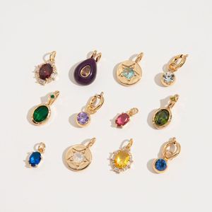 Collar con colgante de 12 piedras de nacimiento, cadena básica de acero inoxidable DIY, chapado al vacío en oro de 18K, piedra principal de circonita - Product Image 3