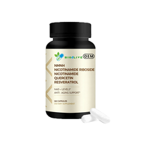 NMNH Complexe de Nicotinamide Riboside en Capsules avec Quercétine et Resvératrol, Formule Brute, 120 Capsules, Bouteille Personnalisée, Complément Alimentaire
