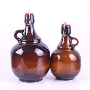 Logo imprimé grande bouteille de bière en verre Californie fait <span class=keywords><strong>maison</strong></span> whisky pêche <span class=keywords><strong>pomme</strong></span> <span class=keywords><strong>cidre</strong></span> bouteille de bière en verre brun avec poignée - Product Image 3