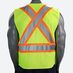Gilet de sécurité isolé de style canadien pour hommes, style X, conforme à la norme ANSI classe 2, bande réfléchissante argentée, haute visibilité, 100% polyester, personnalisable - Product Image 2