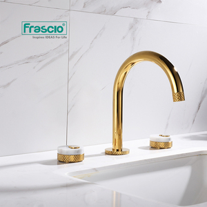 Frascio, grifo <span class=keywords><strong>de</strong></span> lavabo <span class=keywords><strong>de</strong></span> lujo <span class=keywords><strong>de</strong></span> 3 orificios, grifo doble, mezclador <span class=keywords><strong>de</strong></span> agua fría y caliente <span class=keywords><strong>de</strong></span> mármol dorado <span class=keywords><strong>para</strong></span> lavabo <span class=keywords><strong>de</strong></span> baño, válvula <span class=keywords><strong>de</strong></span> cerámica <span class=keywords><strong>para</strong></span> dormitorio - Product Image 3
