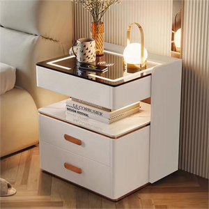 <span class=keywords><strong>Table</strong></span> <span class=keywords><strong>de</strong></span> <span class=keywords><strong>Chevet</strong></span> Moderne <span class=keywords><strong>de</strong></span> Luxe avec 2 Tiroirs, Chargement Sans Fil et Lumière LED Intégrée – Vente en Gros Usine - Product Image 2