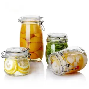 YOLOME HOME 2-Piece Set 25oz Snap Seal Glass Jars Pickle Lidded Food Storage Containers Kitchen Canning Storage Bottles Cereal