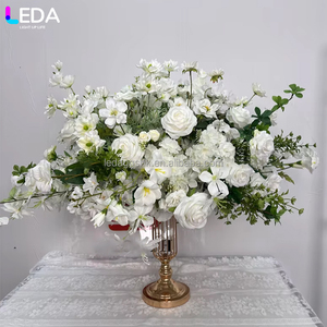LEDA Wedding Birthday Party Decoration Handmade <b>Artificial</b> White Rose Green Grass <b>Large</b> <b>Flower</b> Ball - Product Image 1