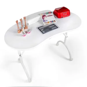 美容院家具ポータブル折りたたみ安い豪華でモダンなネイルスパブラックホワイトマニキュアテーブル