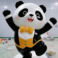 Sculpture de panda en fibre de verre personnalisée, étanche, cadeau d'entreprise pour centre commercial et restaurant de fondue, décoration extérieure