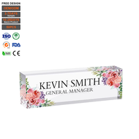 Plaque de nom personnalisée en acrylique, plaque de nom vierge personnalisable, bloc de verre acrylique transparent pour bureau, enseignants, employés