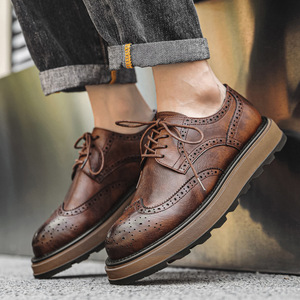 Chaussures habillées classiques pour hommes en cuir PU à lacets, idéales pour les affaires, les fêtes et les mariages - Product Image 2