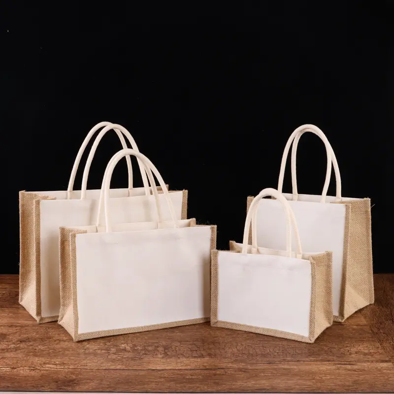 Eco Vriendelijke Jute Zak Oem Aangepaste Printing Tote Bag Met Innerlijke Lamineren