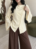 Abaya pour femmes F-40 avec boutons latéraux - Couleur unie - Polyester respirant - Longueur cheville - Manches longues - Style élégant