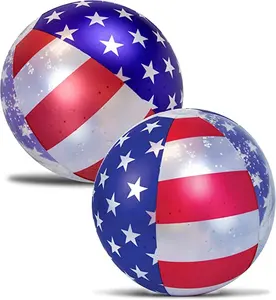 Inflatable USA Flag Transparency Beach Ball Sparkle Silver Stars Children Beach Water Toys Ball Inflatable Swimming Pool Ball