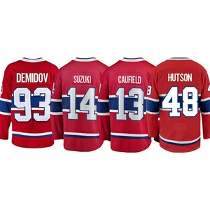 Jersey de Hockey sobre Hielo Personalizado OEM, Extra Grande, Bordado, con Rayas Combinadas, Número Impreso Digital, Uniforme de Equipo, para Hombre Adulto, 100% - Product Image 4