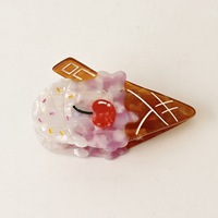 Promotion Estivale : Pinces à Cheveux 3D en Acétate Motif Alimentaire (Glace, Sucette, Requin) – Accessoires Capillaires Créatifs et Esthétiques pour Femme