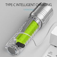 Lampe torche LED rechargeable ultra-lumineuse XHP50, lumière latérale blanche et violette, zoom laser, petite mini torche, design robuste, étanche