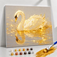 Kit de peinture par numéros motif cygne sur toile de coton, coffret cadeau d'art, décoration moderne pour la maison, pour enfants, Paintboy encadré