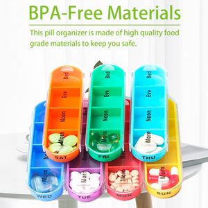 One Week 28 Cases Pill <b>Storage</b> <b>Rainbow</b> Color Pill Holder <b>Drawer</b> Shaped Plastic Pill Box - Product Image 3