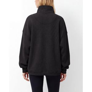 FOXA Women's Oversized Waffle Knit <b>Henley</b> Sweatshirt Long Sleeve Pullover <b>Tops</b> Comfortable Soft Cotton Bamboo Fiber <b>Top</b> - Product Image 3