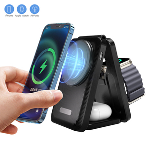 Cargador Inalámbrico Magnético 3 en 1, Banco de Energía, Estación de <span class=keywords><strong>Carga</strong></span> Inalámbrica Plegable y Portátil para iPhone 17 16 15 14, iWatch y <span class=keywords><strong>AirPods</strong></span> - Product Image 1