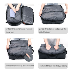 Mochila para Portátil de Negocios, Gran Capacidad, Impermeable, con Cierre de Cremallera, Correa con Amortiguación de Aire, Forro de Compresión al Vacío, Bolsa de Viaje para Portátil - Product Image 4