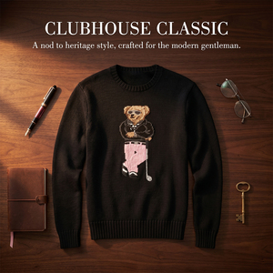 Suéter <span class=keywords><strong>de</strong></span> <span class=keywords><strong>Punto</strong></span> Grueso 7GG para <span class=keywords><strong>Hombre</strong></span>, Estilo Preppy Vintage, con Jacquard <span class=keywords><strong>de</strong></span> Oso, Diseño Retro con Estampado Animal, Mezcla <span class=keywords><strong>de</strong></span> Lana, para Invierno - Product Image 4