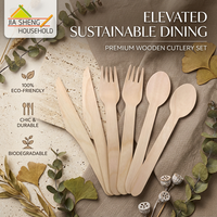 Ensemble de couverts en bois compostables en vente chaude – Cuillère, fourchette et couteau en bois de bouleau – Vaisselle jetable durable en vrac