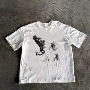 T-shirt personnalisé en coton 100% vieilli, impression DTG de haute qualité, logo vintage, effet délavé, coupe oversize, t-shirt homme délavé à l'acide - Product Image 1