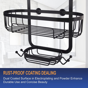 Punch-miễn phí treo tường vòi hoa sen lưu trữ giỏ có thể tháo rời phòng tắm kim loại lưu trữ Kệ treo loại với dao cạo móc áo - Product Image 6