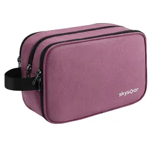 Manufacturer Nylon Purple Dry Wet Separated Organizer Overnight Trip Organizer with YKK Zippers Dopp Kit Shaving toiletry Bag