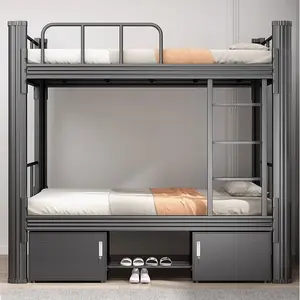 Precio de fábrica Marco de metal de hierro Escuela de estudiantes cama doble muebles de dormitorio cama litera de acero