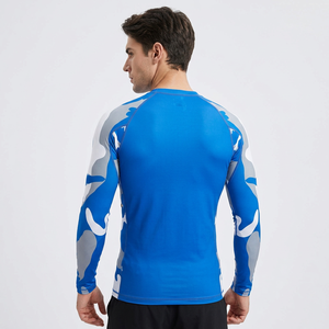 Freandy Sports – Rashguard à manches longues pour homme, motif camouflage numérique bleu, 260g, séchage rapide, compression Spandex/Polyester, BJJ - Product Image 2