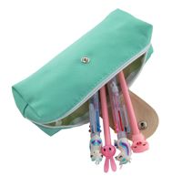 Expédition immédiate, vente en gros, trousse à crayons en cuir personnalisée de grande capacité, design d'animaux de dessin animé, fermeture à glissière pour les écoles et les bureaux
