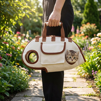 Sac à dos de transport pour animaux de compagnie à quatre pattes marron avec laisse, sangle d'épaule réglable, respirant, sac de voyage mains libres pour petits chiens et chats