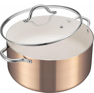Olla Holandesa de Alta Calidad de 6 Qt con Tapa de Vidrio, Revestimiento Cerámico Antiadherente, Apta para Lavavajillas, Asas de Acero Inoxidable para Cocina de Gas - Product Image 1